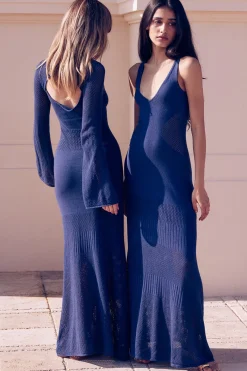MISA Los Angeles Knit|Long-sleeve>IRENE DRESS Midnightblue