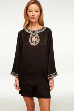 MISA Los Angeles Wedding Guest|Long-sleeve>IVY DRESS Blacksatin