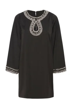 MISA Los Angeles Wedding Guest|Long-sleeve>IVY DRESS Blacksatin