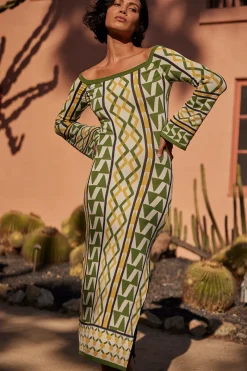 MISA Los Angeles Knit|Long-sleeve>JAQUETTA DRESS Limoncellogeojacquard