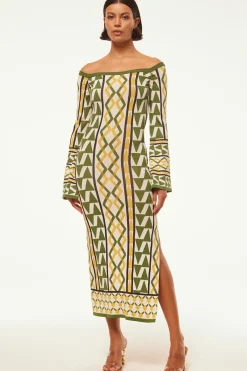 MISA Los Angeles Knit|Long-sleeve>JAQUETTA DRESS Limoncellogeojacquard