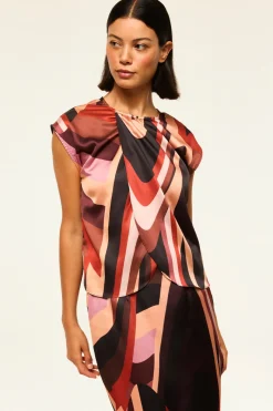 MISA Los Angeles Matching Sets|Tops>JESSIE TOP Canyonstripesatin