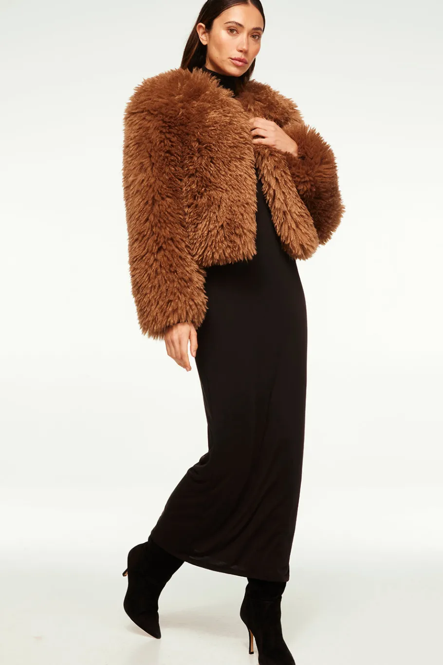 MISA Los Angeles Jackets|Tops>JORDYN FAUX FUR JACKET Lattefauxfur
