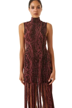 MISA Los Angeles Wedding Guest|Knit>JOSEPHINE DRESS Pomegranate