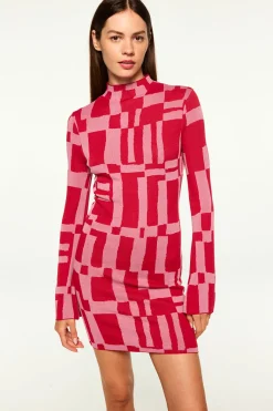 MISA Los Angeles Long-sleeve|Mini>KALEN DRESS Pinku0026red