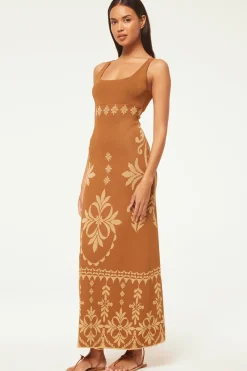 MISA Los Angeles Wedding Guest|Knit>KALIL DRESS Brownflorasantiago