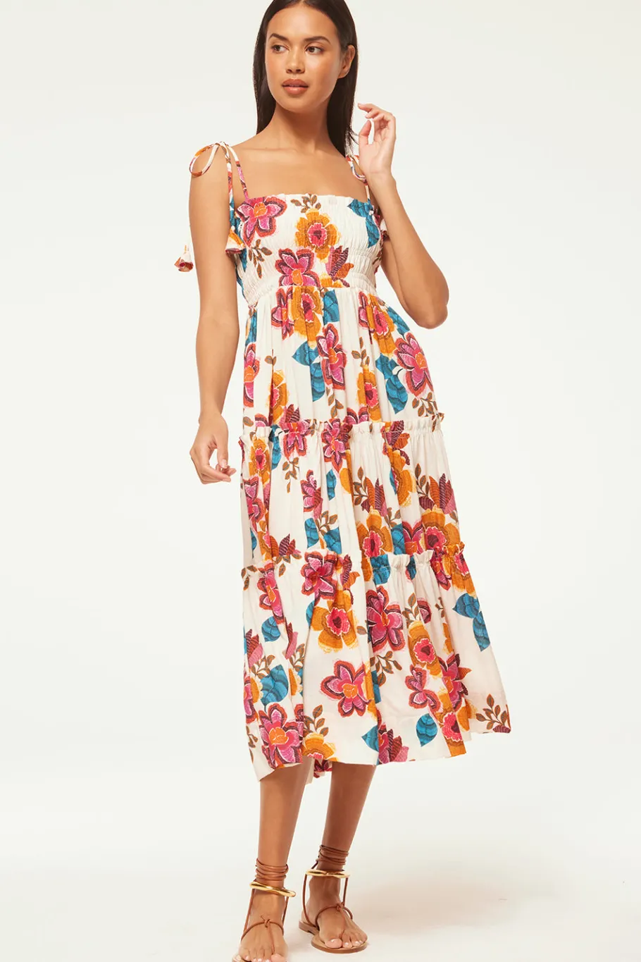 MISA Los Angeles Midi|Dresses>KAMINA DRESS Floramarbella