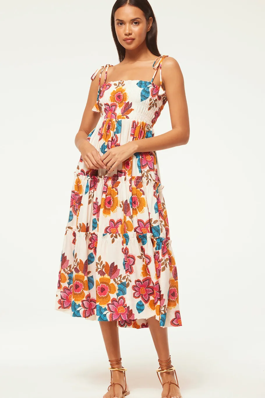 MISA Los Angeles Midi|Dresses>KAMINA DRESS Floramarbella