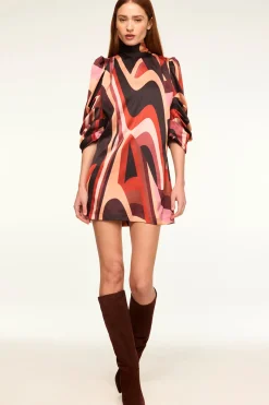 MISA Los Angeles Wedding Guest|Mini>KELLY DRESS Canyonstripesatin