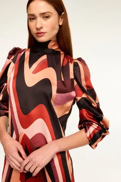 MISA Los Angeles Wedding Guest|Mini>KELLY DRESS Canyonstripesatin