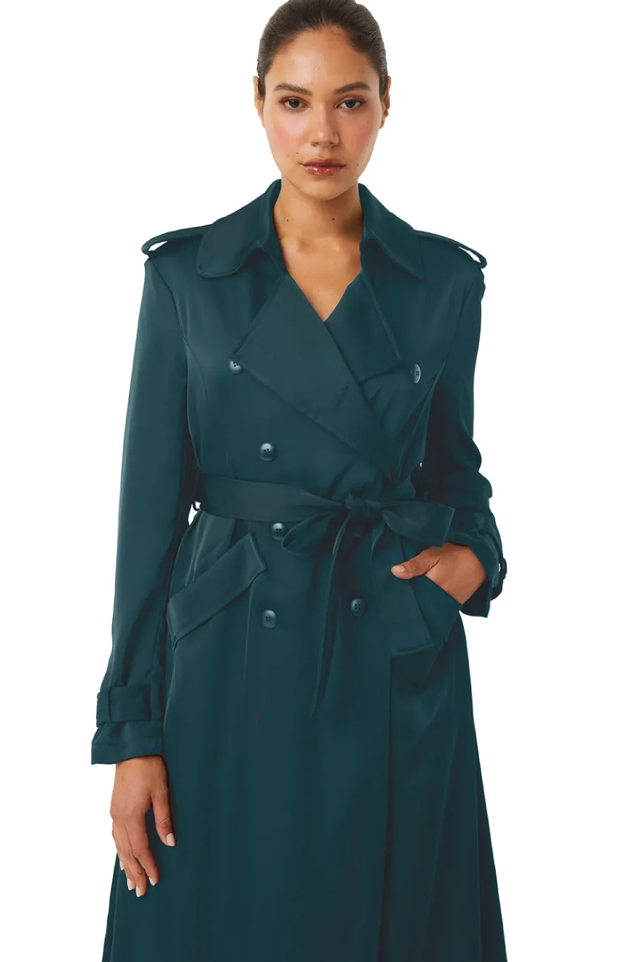 MISA Los Angeles Midi|Jackets>KIKI TRENCH Emeraldsatin