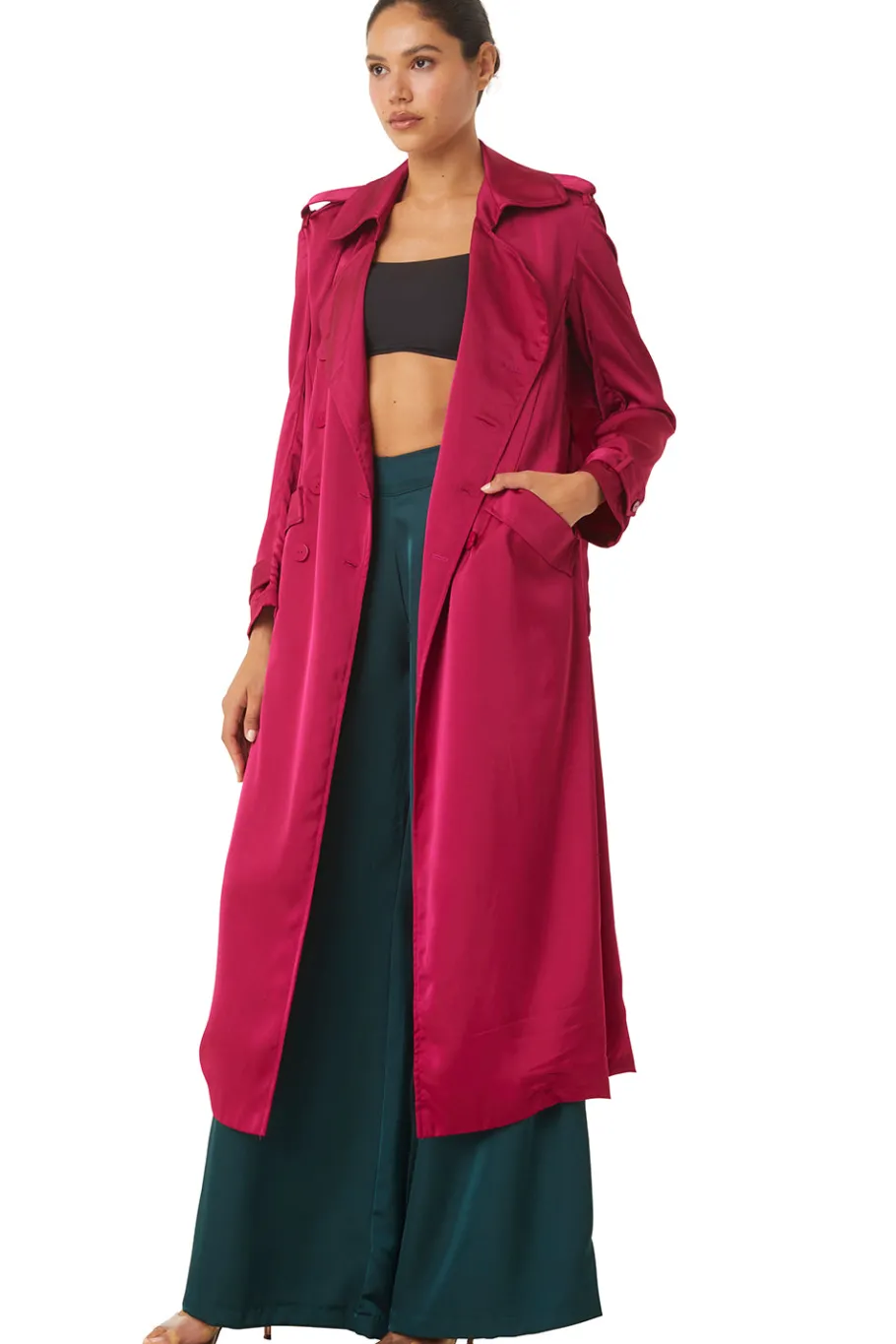 MISA Los Angeles Midi|Jackets>KIKI TRENCH Fuchsiasatin