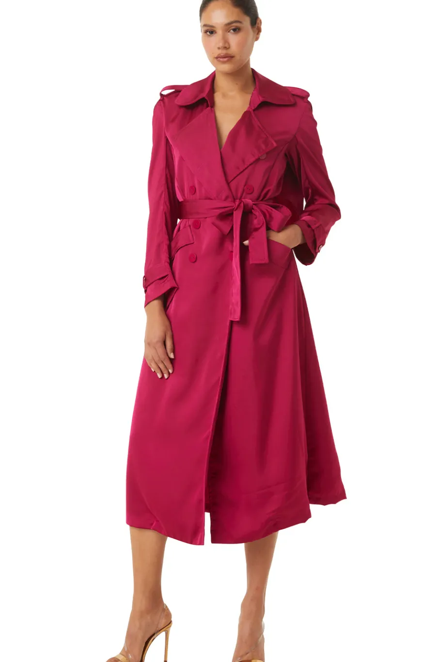 MISA Los Angeles Midi|Jackets>KIKI TRENCH Fuchsiasatin