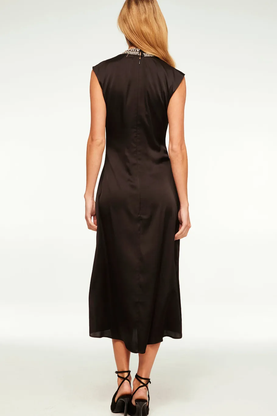 MISA Los Angeles Wedding Guest|Midi>KIRA DRESS Blacksatin