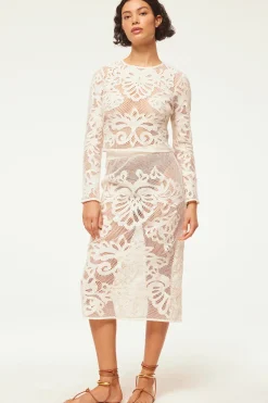 MISA Los Angeles Classic White|Matching Sets>KORD SKIRT Embroideredmesh
