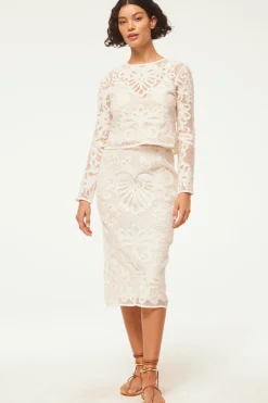 MISA Los Angeles Classic White|Matching Sets>KORD SKIRT Embroideredmesh