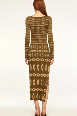 MISA Los Angeles Wedding Guest|Long-sleeve>LAINEY DRESS Olivegeostripe
