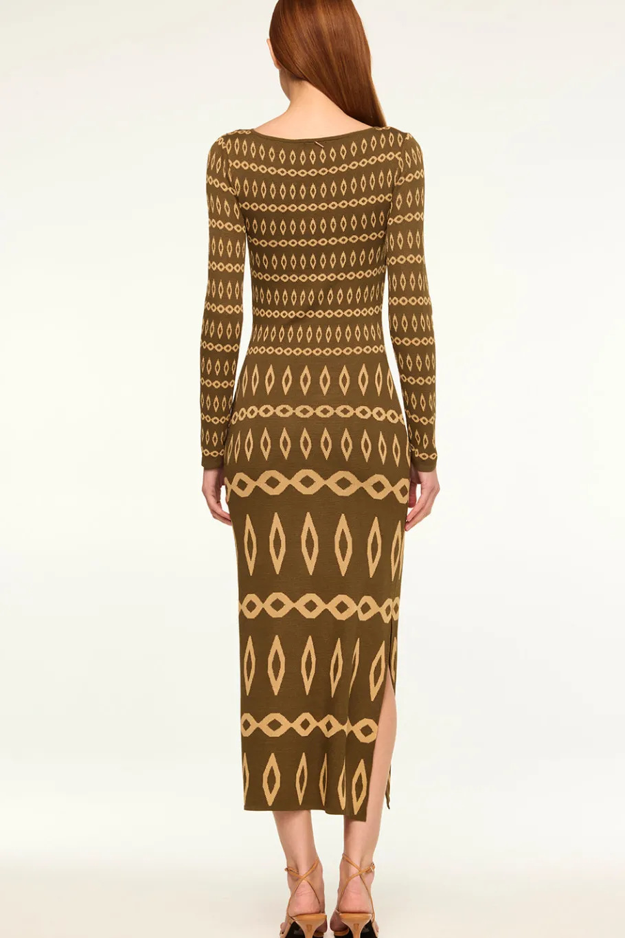 MISA Los Angeles Wedding Guest|Long-sleeve>LAINEY DRESS Olivegeostripe