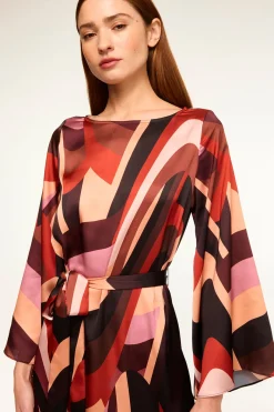 MISA Los Angeles Wedding Guest|Long-sleeve>LAURIE DRESS Canyonstripesatin