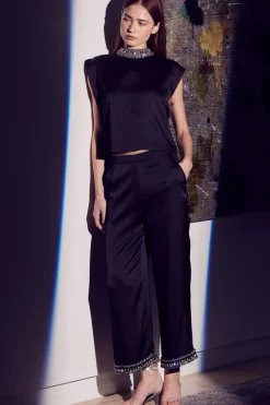 MISA Los Angeles Matching Sets|Pants>LEIA PANT Blacksatin