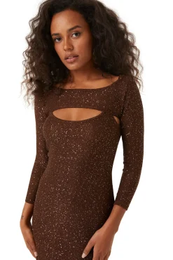 MISA Los Angeles Knit|Long-sleeve>LISETTE DRESS Chocolateshimmer