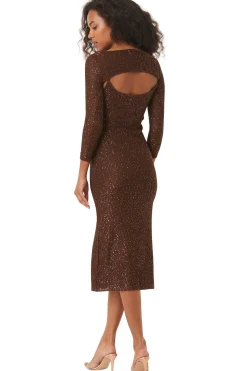 MISA Los Angeles Knit|Long-sleeve>LISETTE DRESS Chocolateshimmer