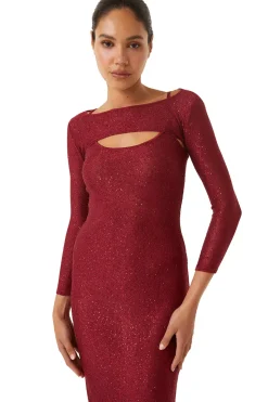 MISA Los Angeles Knit|Long-sleeve>LISETTE DRESS Lipstickred