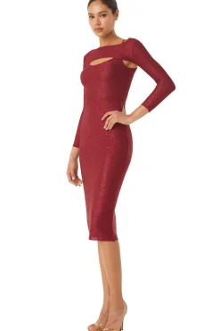 MISA Los Angeles Knit|Long-sleeve>LISETTE DRESS Lipstickred