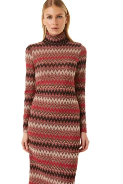 MISA Los Angeles Knit|Long-sleeve>LIV DRESS Winterchevron