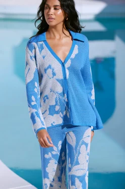 MISA Los Angeles Knits|Matching Sets>LORCA TOP Bluehibiscusflora