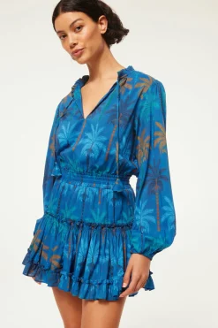 MISA Los Angeles Long-sleeve|Misa Classics>LORENA DRESS Cobaltpalms