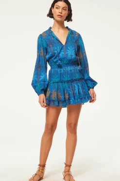 MISA Los Angeles Long-sleeve|Misa Classics>LORENA DRESS Cobaltpalms