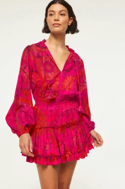MISA Los Angeles Long-sleeve|Misa Classics>LORENA DRESS Floracorsicafuchsia