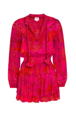 MISA Los Angeles Long-sleeve|Misa Classics>LORENA DRESS Floracorsicafuchsia