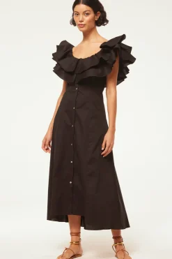 MISA Los Angeles Midi|Dresses>LORETTA DRESS Blackpoplin