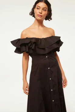 MISA Los Angeles Midi|Dresses>LORETTA DRESS Blackpoplin