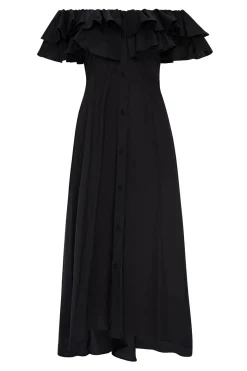 MISA Los Angeles Midi|Dresses>LORETTA DRESS Blackpoplin