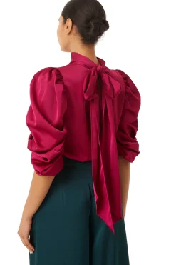 MISA Los Angeles Tops>LUELLA TOP Fuchsiasatin
