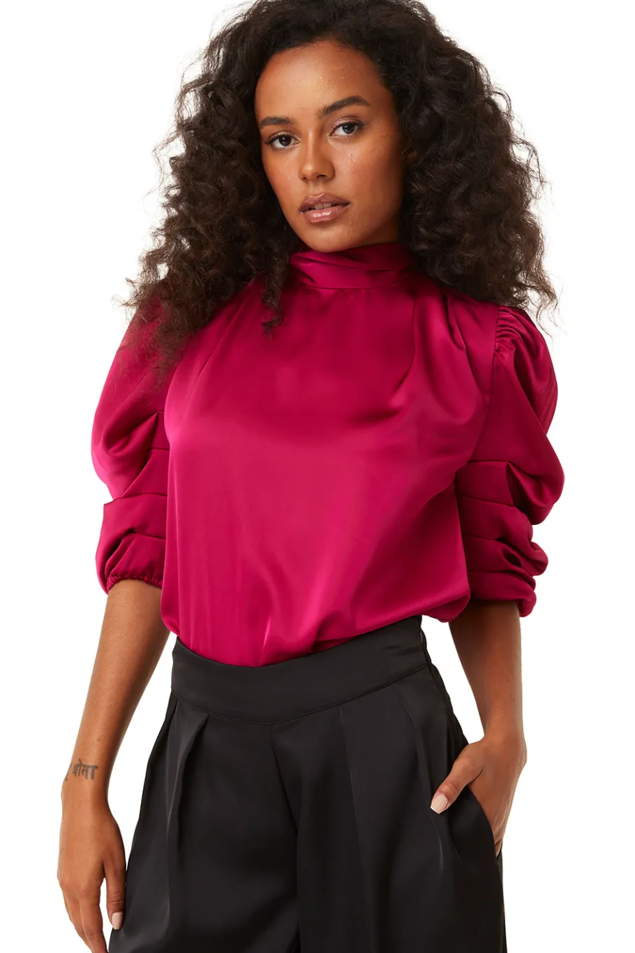 MISA Los Angeles Tops>LUELLA TOP Fuchsiasatin