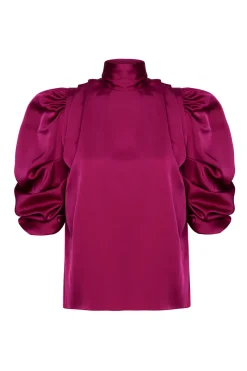 MISA Los Angeles Tops>LUELLA TOP Fuchsiasatin
