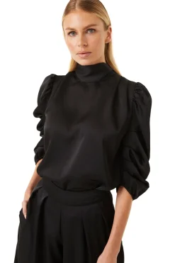 MISA Los Angeles Tops>LUELLA TOP Blacksatin