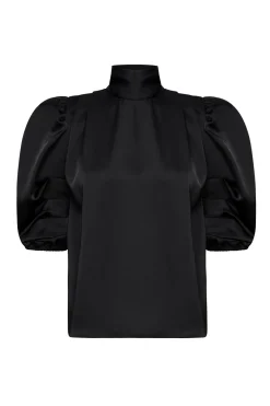 MISA Los Angeles Tops>LUELLA TOP Blacksatin