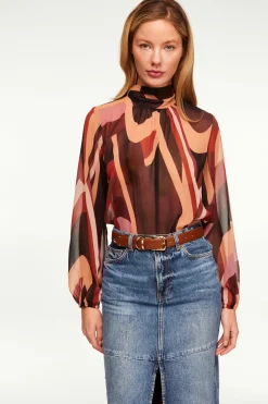 MISA Los Angeles Tops>LULU TOP Canyonstripechiffon