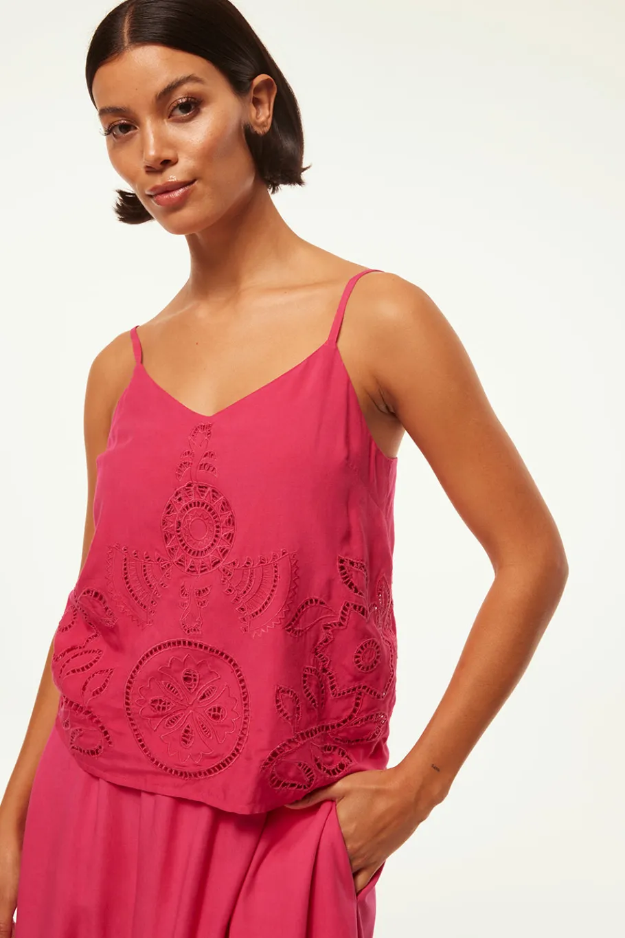 MISA Los Angeles Honeymoon|Matching Sets>MARCELA TOP Pinkeyelet