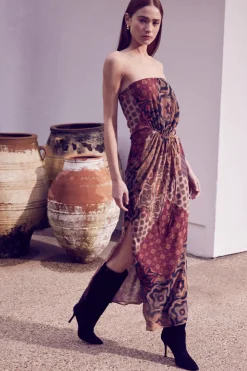 MISA Los Angeles Wedding Guest|Maxi>MARIAH DRESS Surrealpatchworkchiffon
