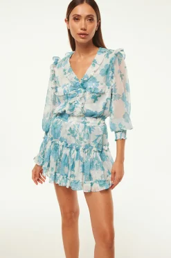 MISA Los Angeles Matching Sets|Skirts & Shorts>MARION SKIRT Turquoiseflorachiffon