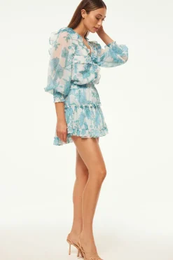 MISA Los Angeles Matching Sets|Skirts & Shorts>MARION SKIRT Turquoiseflorachiffon