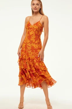 MISA Los Angeles Wedding Guest|Engagement Party>MARISA DRESS Atlasfloralpersimmon