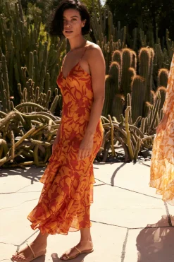 MISA Los Angeles Wedding Guest|Engagement Party>MARISA DRESS Atlasfloralpersimmon