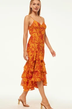MISA Los Angeles Wedding Guest|Engagement Party>MARISA DRESS Atlasfloralpersimmon